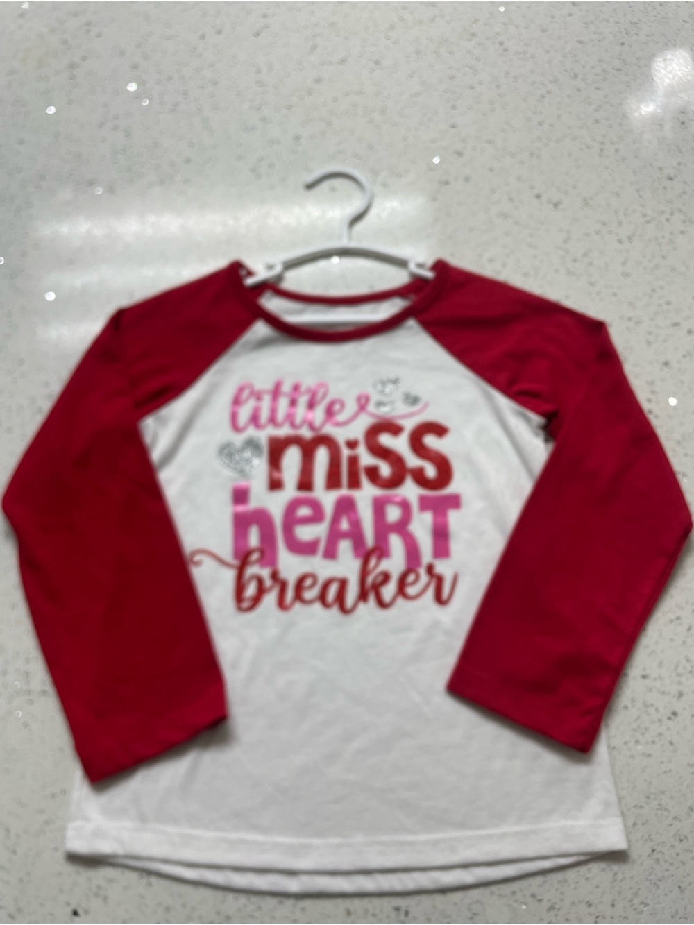 Celebrate It White & Red "Little Miss Heartbreaker" Raglan Long Sleeve Tee